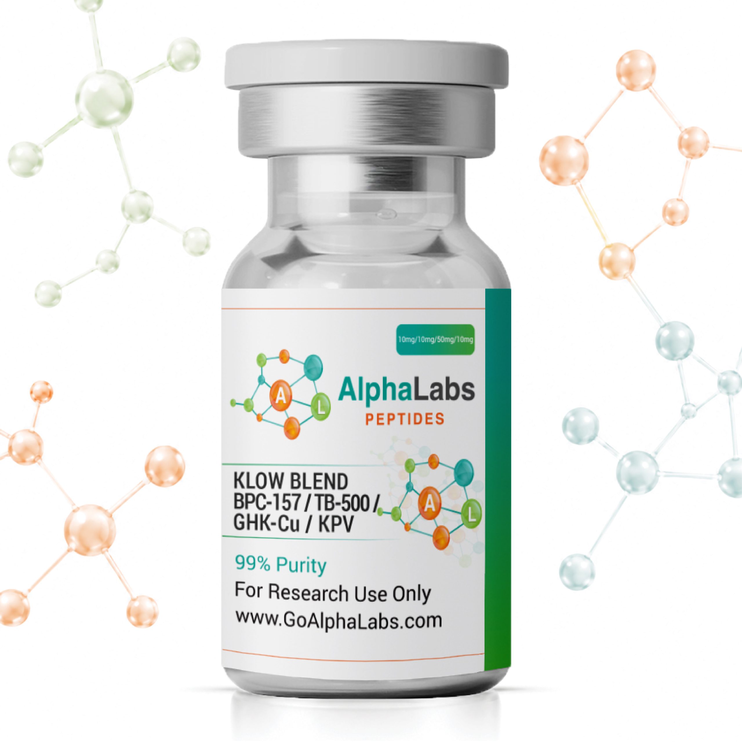 KLOW Blend: BPC-157 (10mg) / TB-500 (10mg) / GHKcu (50mg) / KPV (10mg)