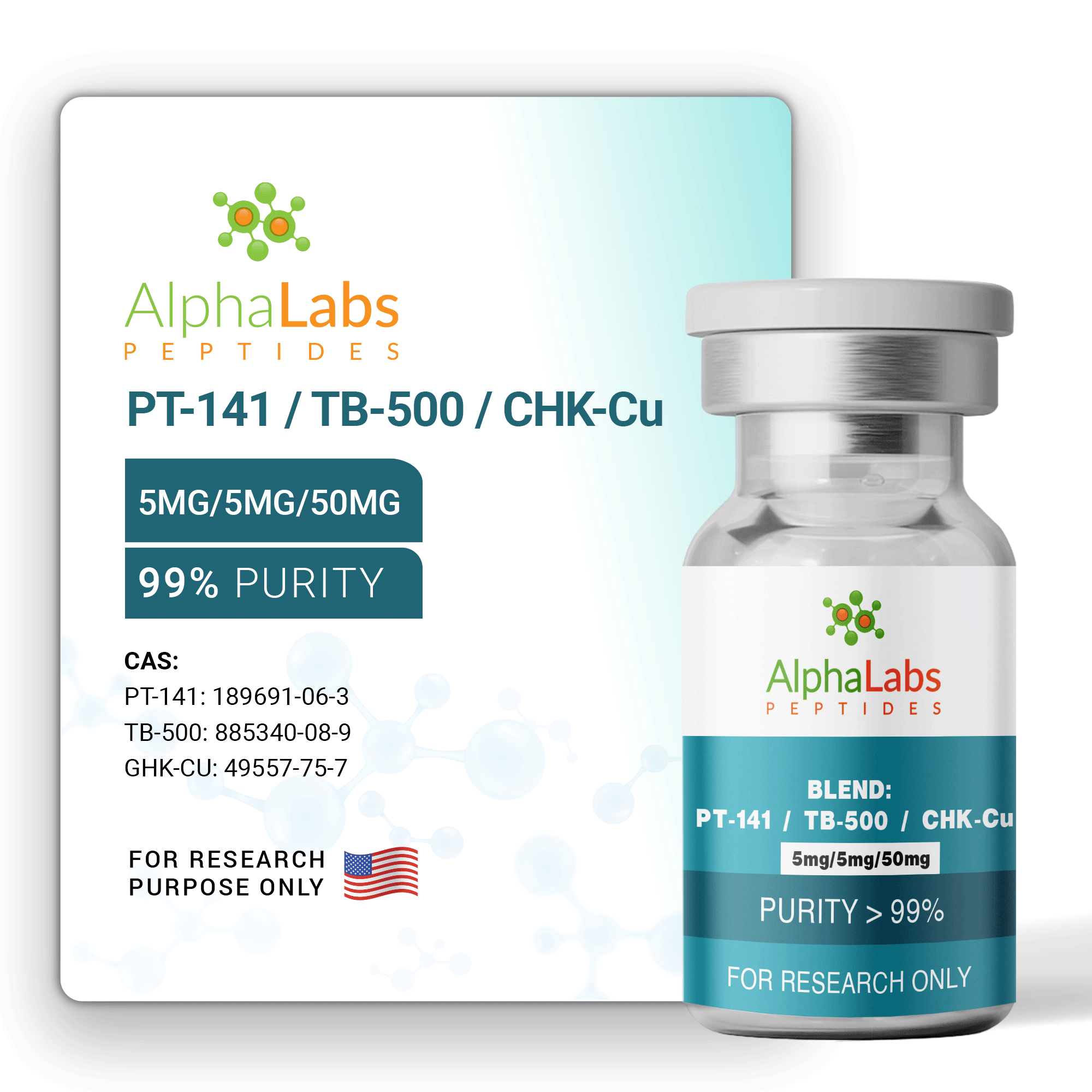 BLEND: PT-141 (5mg) + TB-500 (5mg) + GHK-Cu (50mg) - Image 2